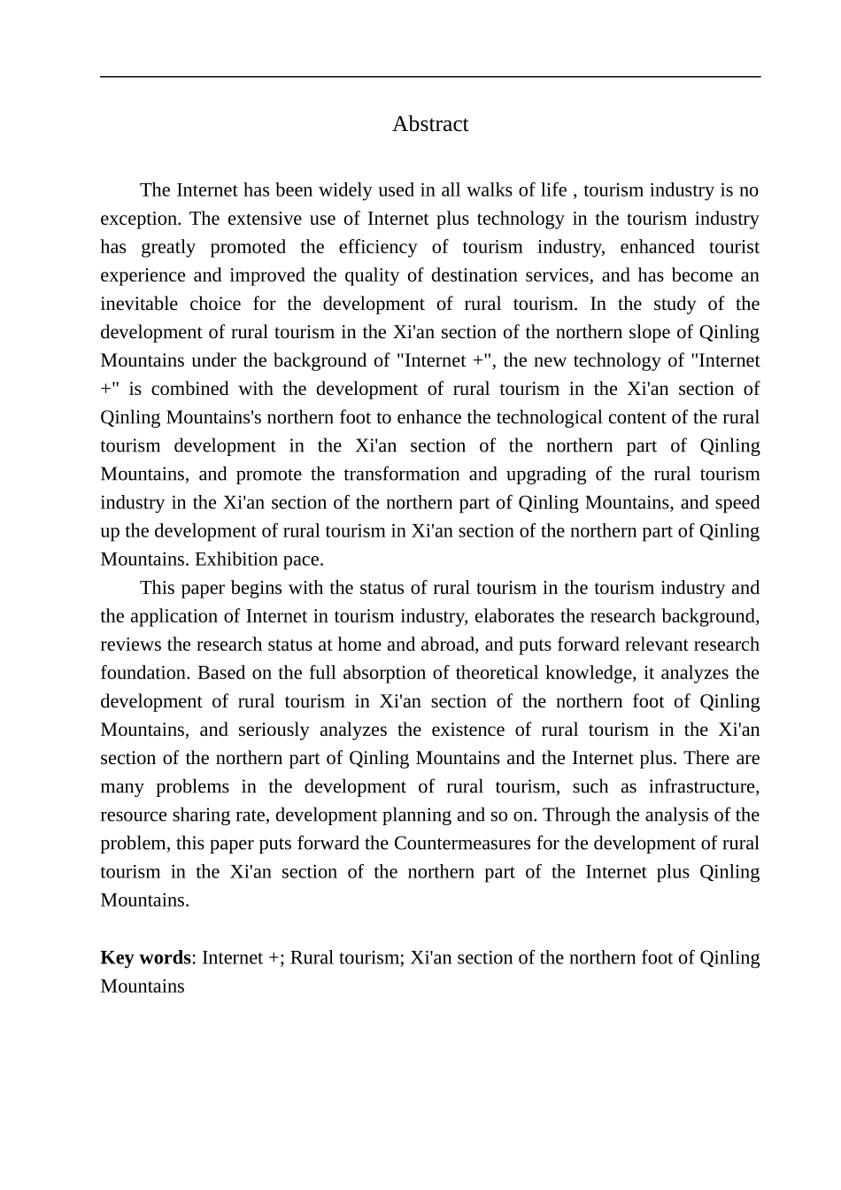 旅游管理专业  “互联网+”思维下的秦岭北麓西安段乡村旅游发展现状与对策研究_第3页
