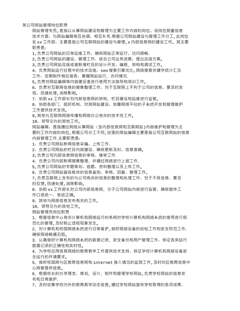 网站岗位职责_第1页