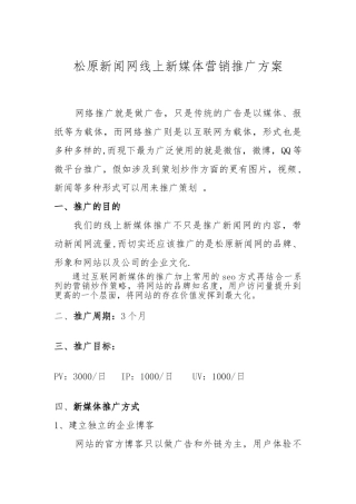 网站线上新媒体营销推广方案