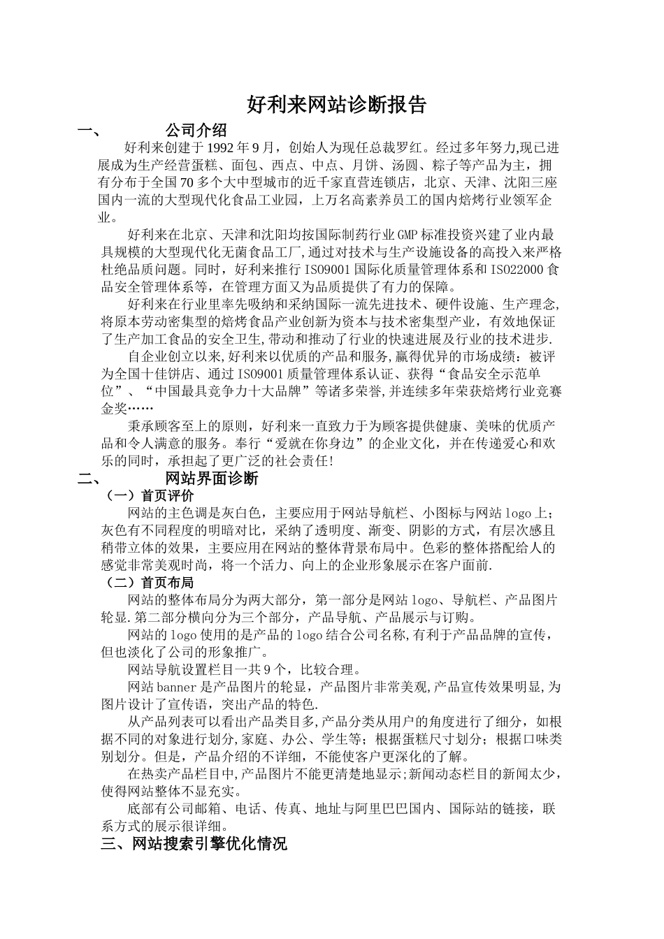 网站诊断报告holiland_第1页