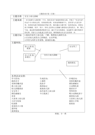 网络图小班主题计划