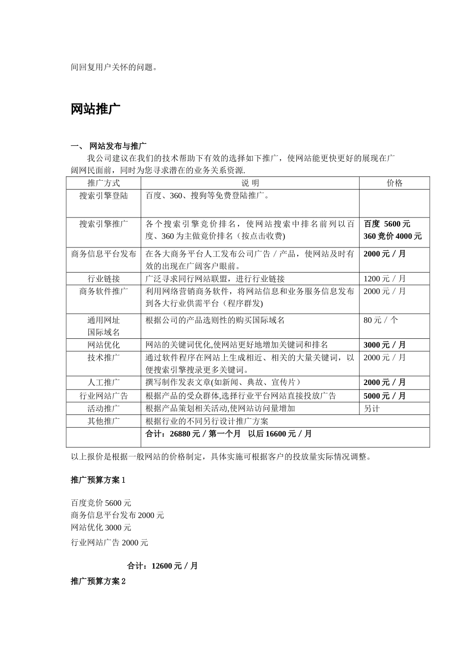 网络推广预算方案_第2页