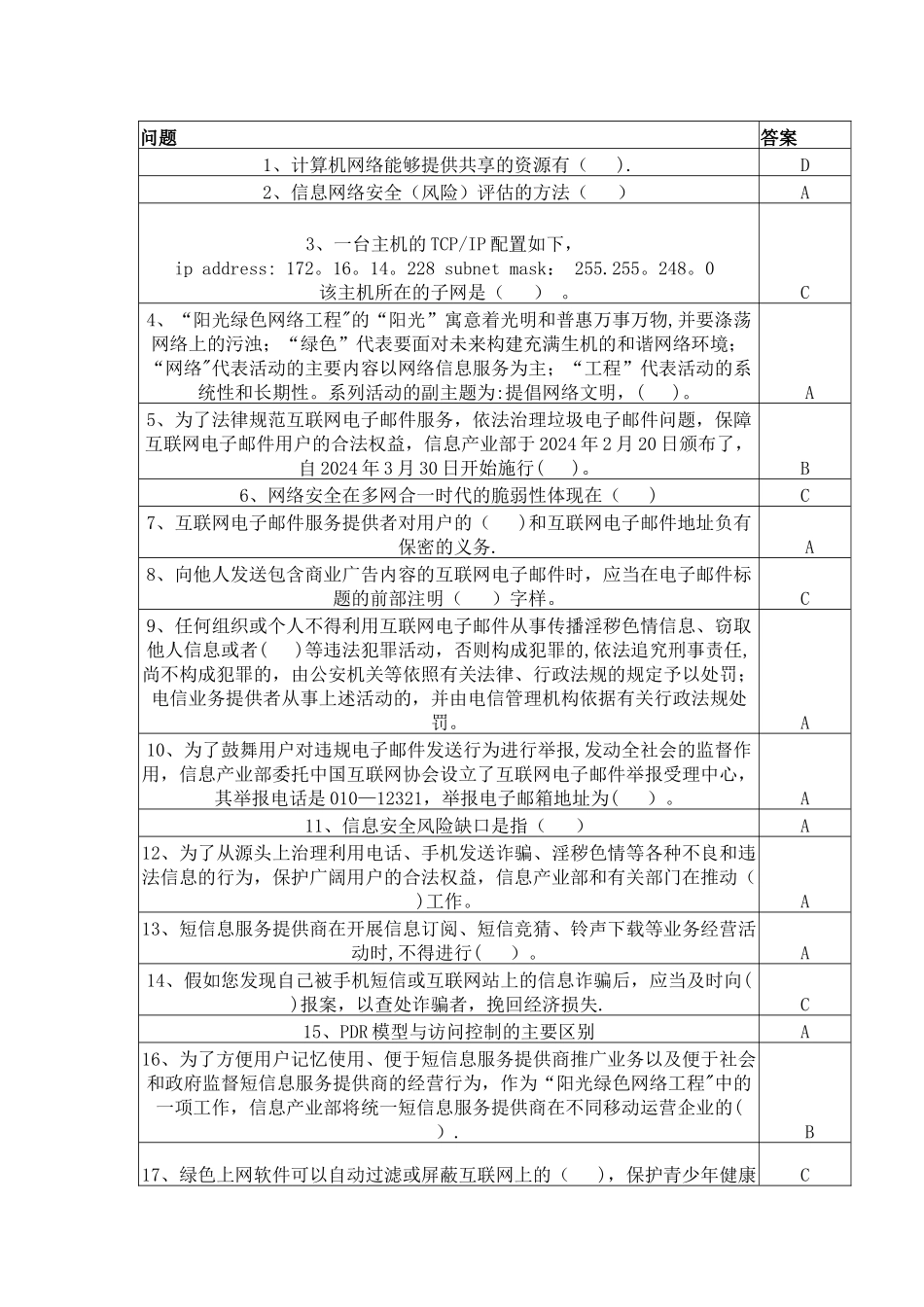 网络知识安全竞赛试题答案_第1页