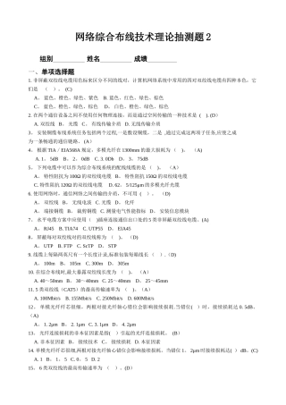 网络综合布线理论测试题-4-----
