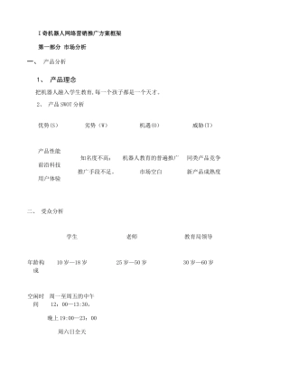 网络营销推广方案框架.