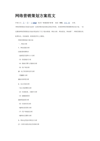 网络营销策划方案范文
