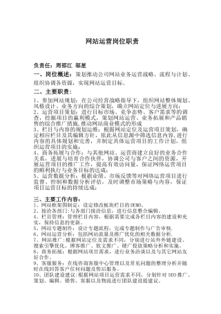 网络运营岗位职责