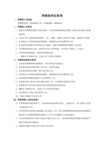 网销部岗位职责