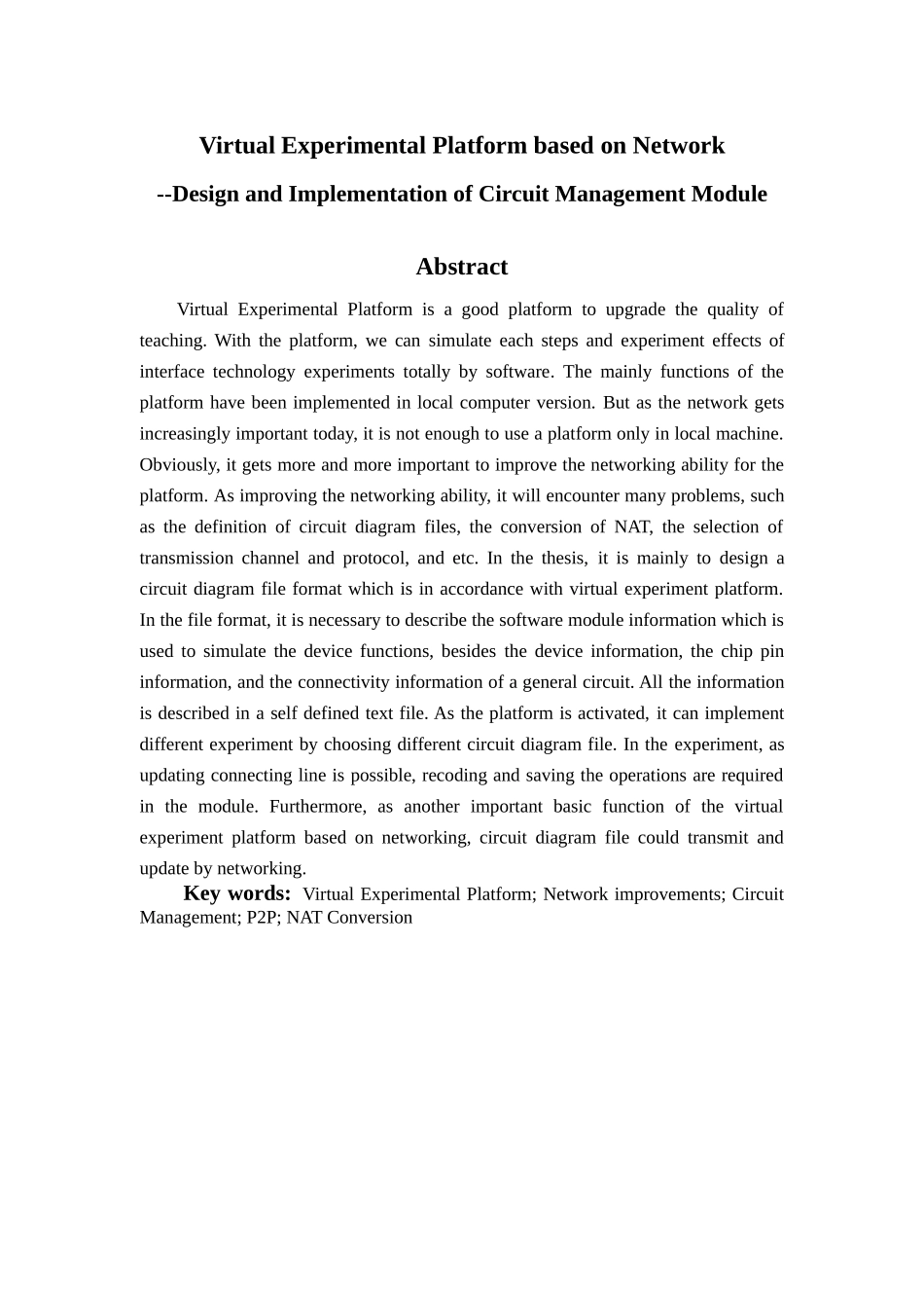 计算机专业 基于网络的虚拟实验平台—电路管理模块的设计与实现_第2页