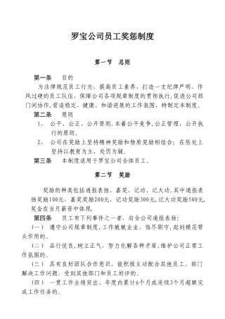 罗宝公司员工奖惩制度