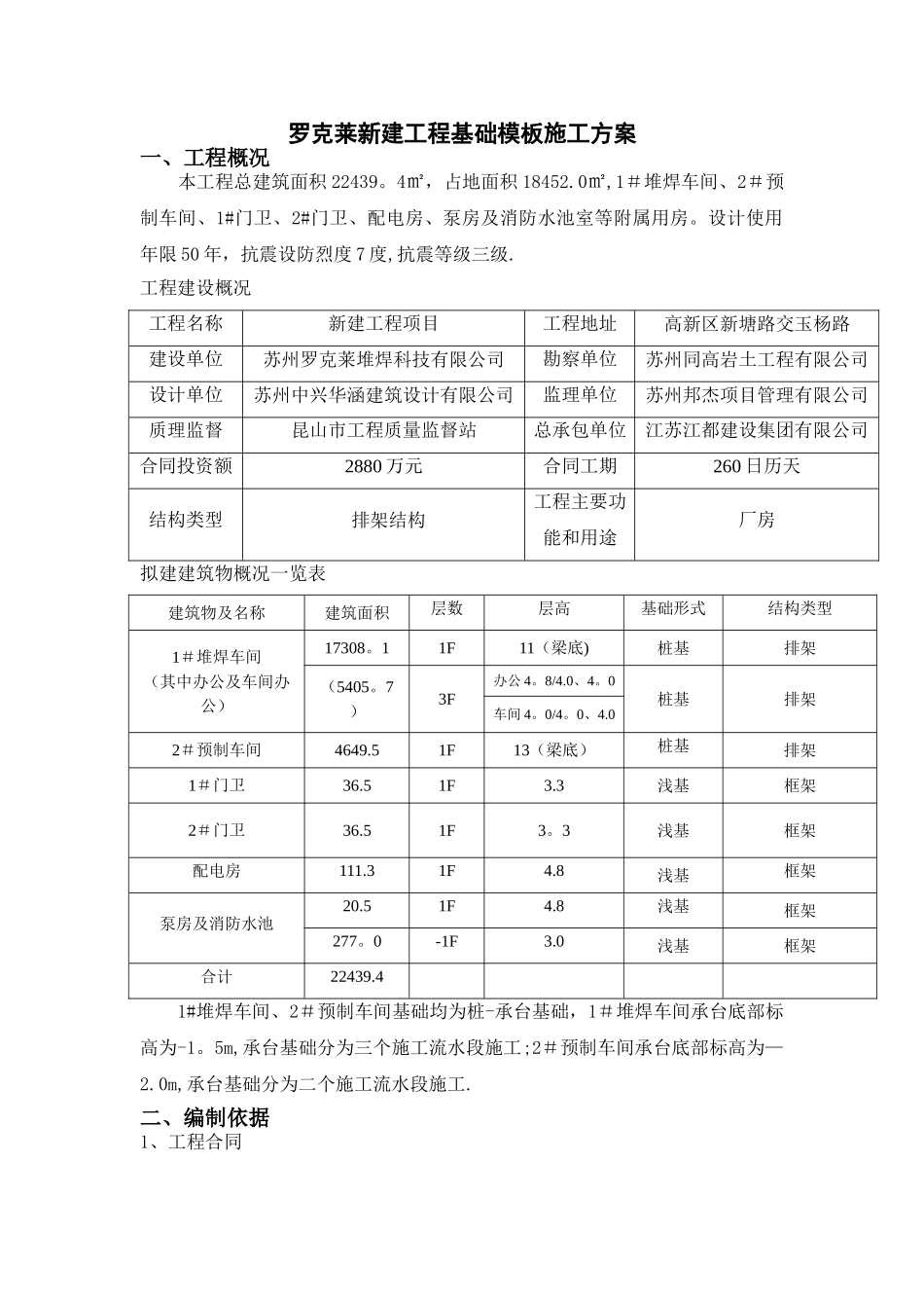 罗克莱承台基础模板施工方案_第1页