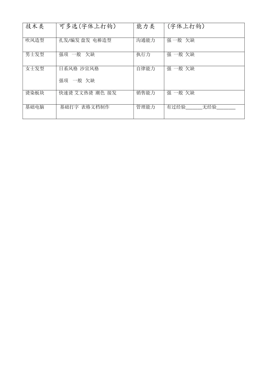 美发店员工入职资料表_第2页