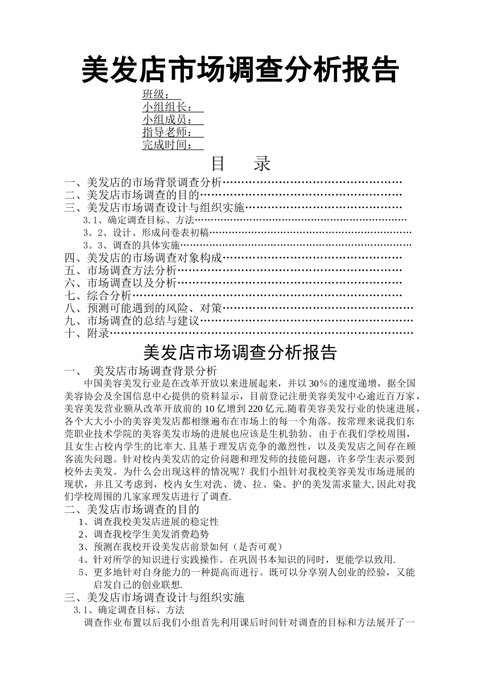 美发店市场调查报告_第1页