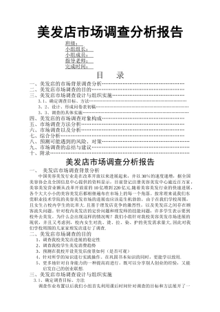 美发店市场调查报告