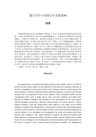 某市中小型旅行社发展策略  旅游管理专业