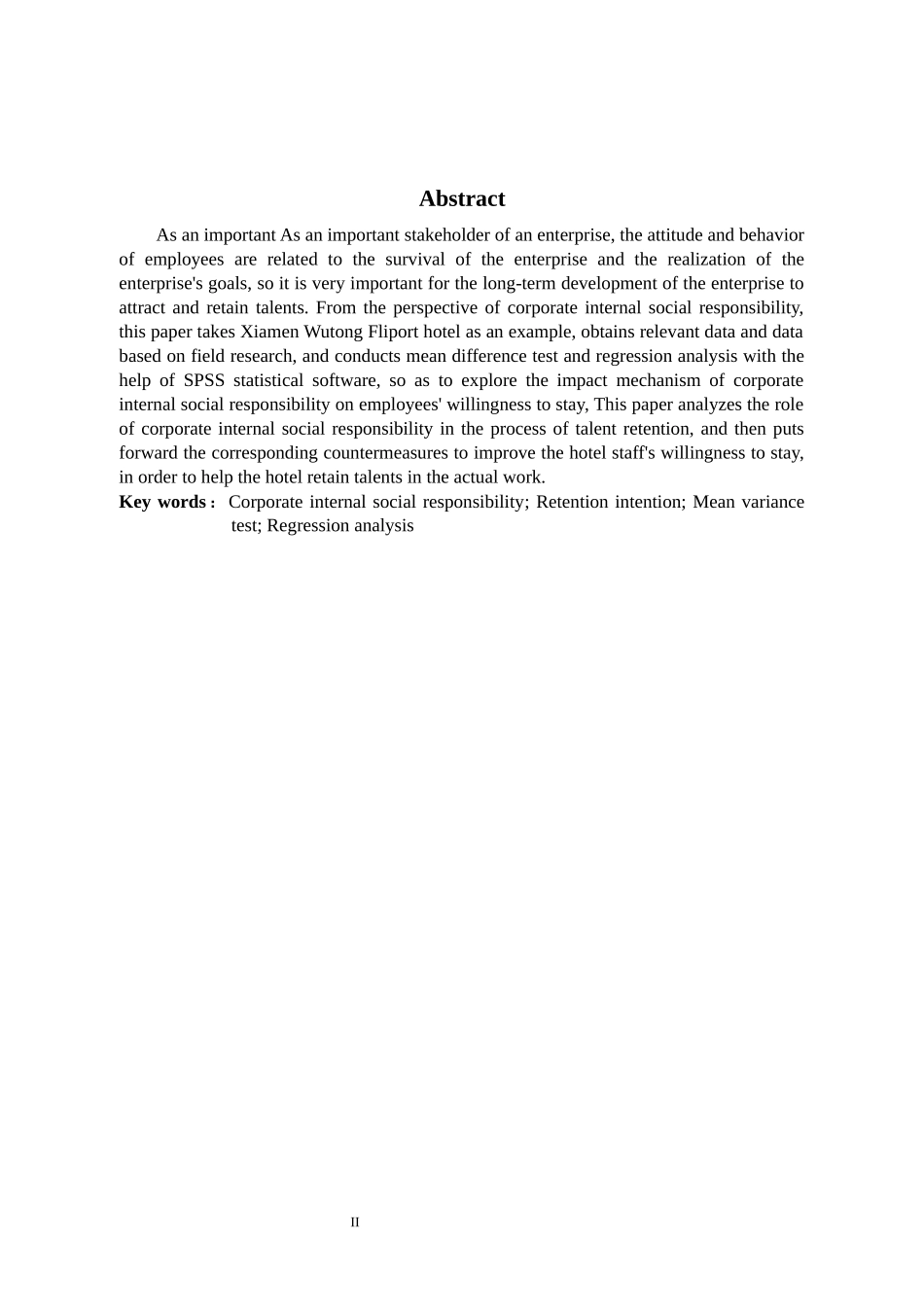 企业对内社会责任与员工留职意愿的关系研究--以厦门佰翔五通酒店为例_第2页