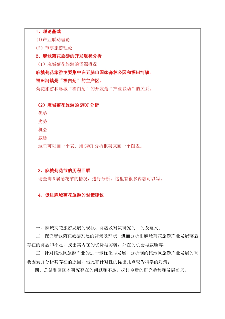 麻城菊花旅游发展的现状、问题及对策开题报告—旅游管理专业_第3页