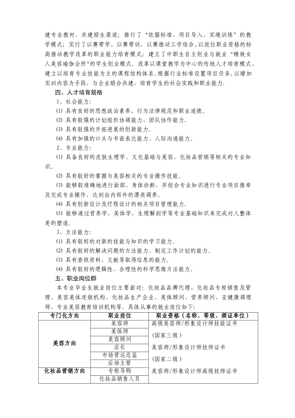美容美体专业人才培养方案_第2页