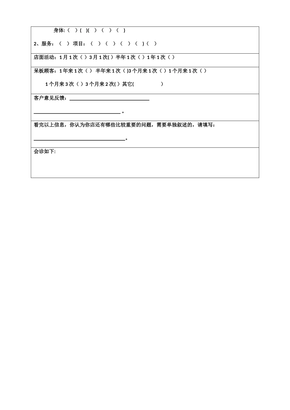美容院店务诊断表_第2页