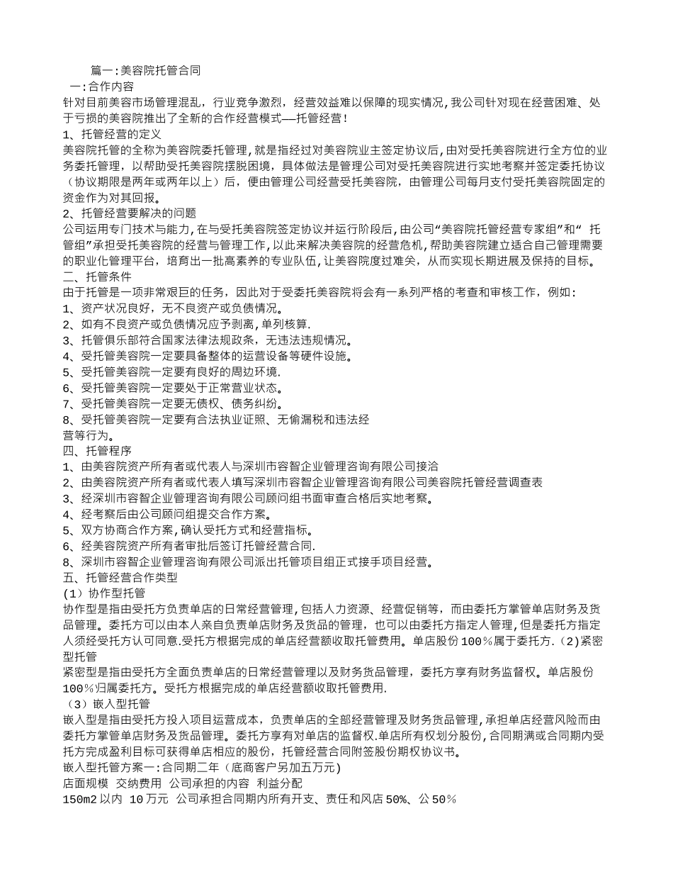 美容院托管经营合同_第1页