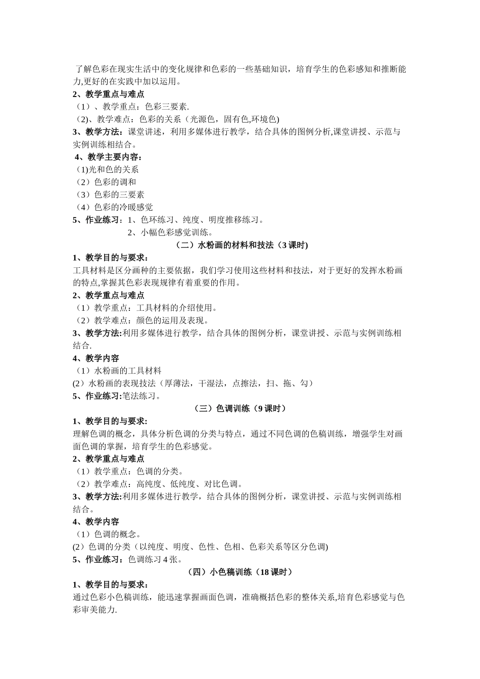 美术专业生教学计划_第2页