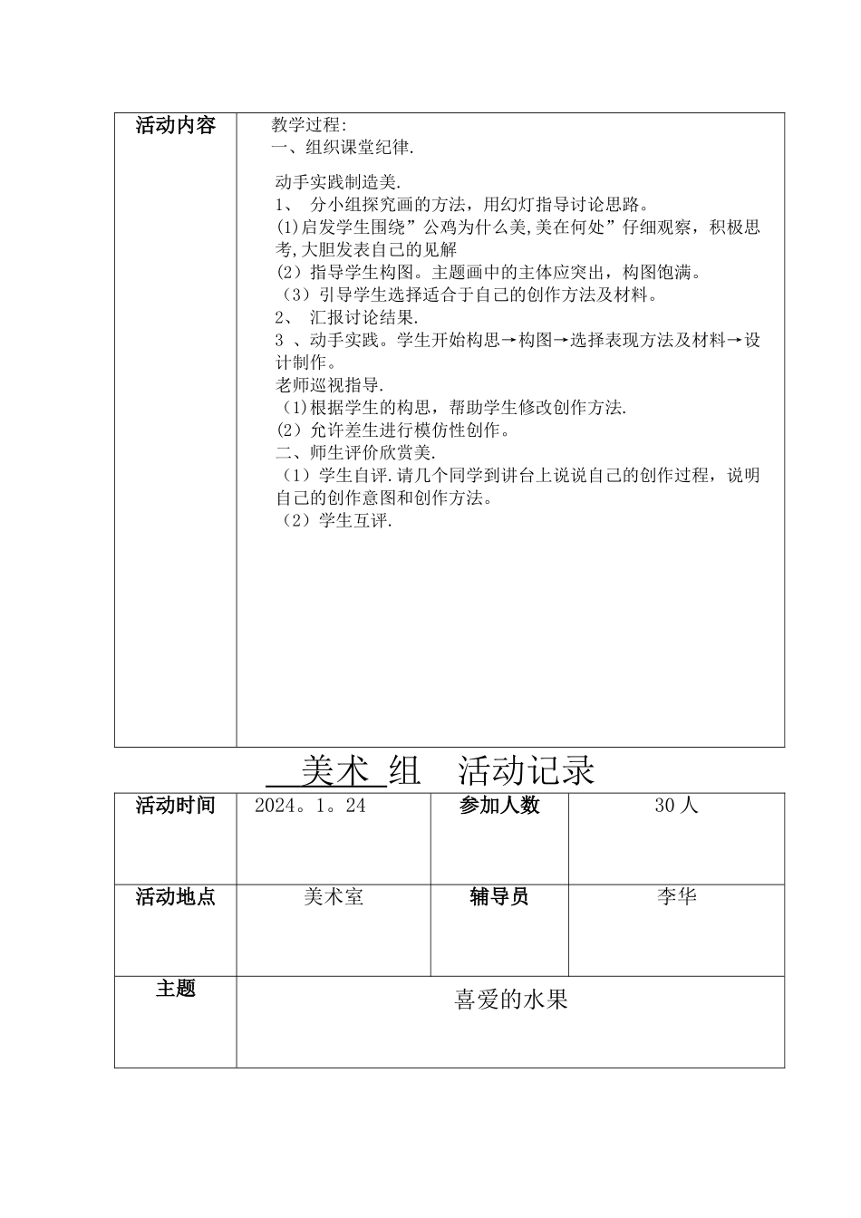 美术少年宫活动记录表_第2页