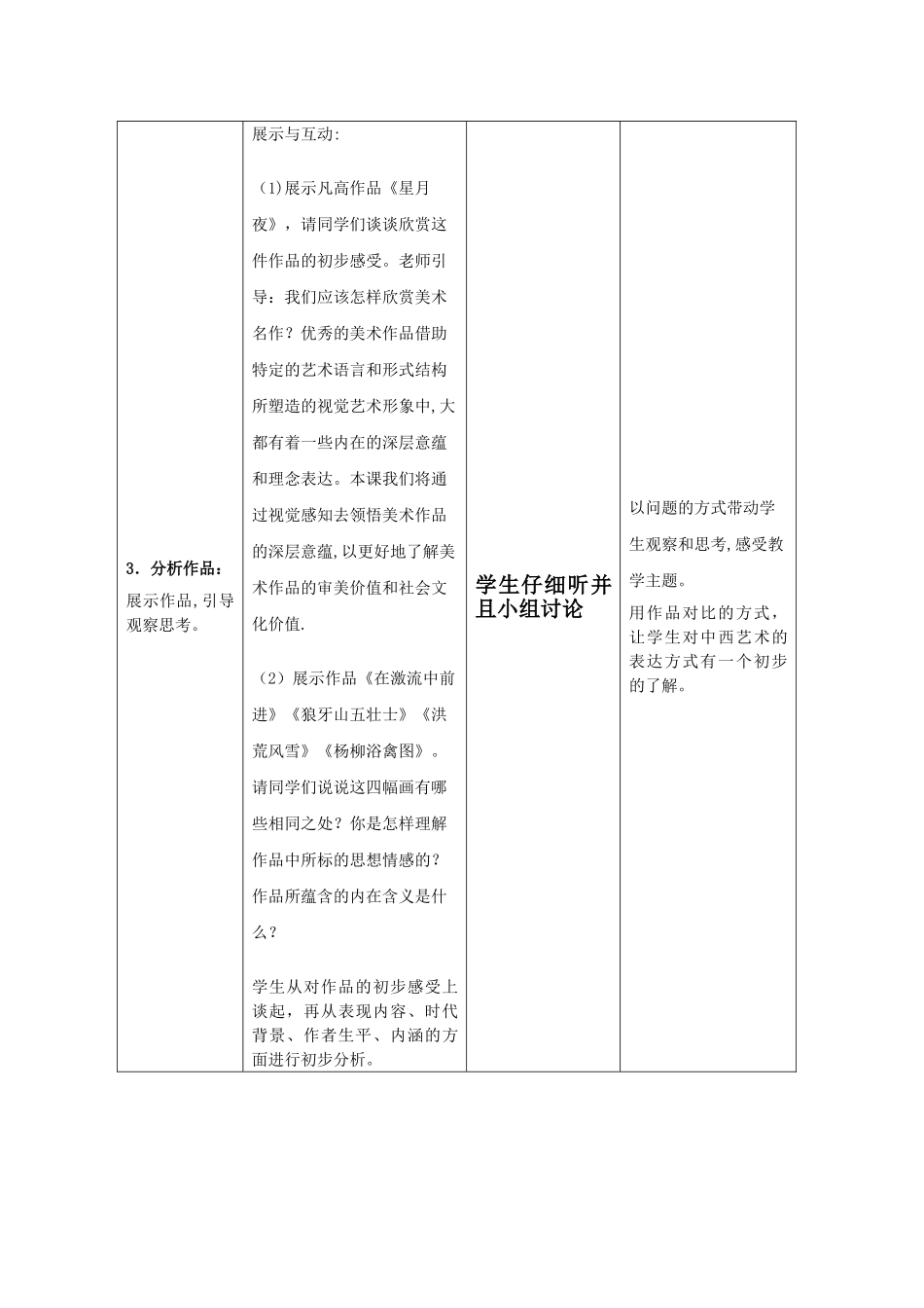 美术表格式教学设计方案模板_第3页