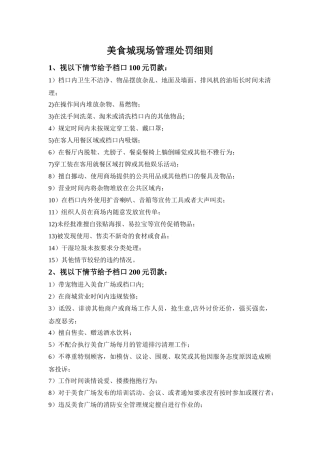 美食城现场管理处罚细则