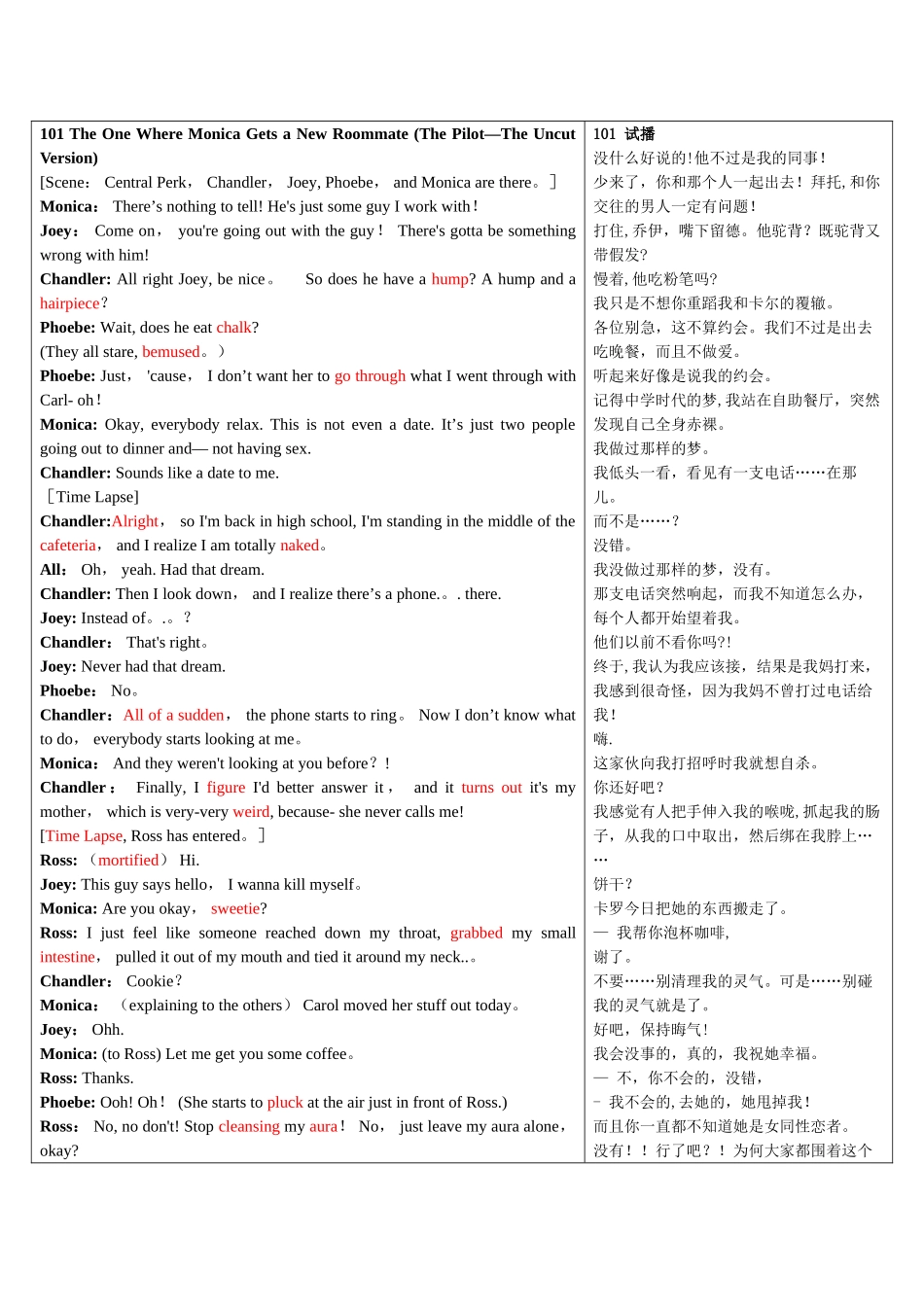 老友记第一季中英文对照_第1页