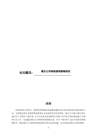 暖石公司网络营销策略研究  市场营销专业