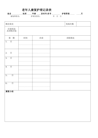 老年人康复护理记录表
