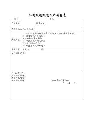 老旧小区改造入户调查表