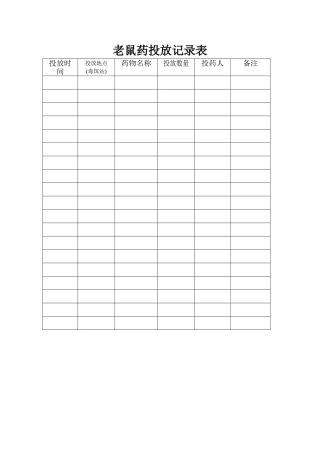 老鼠药投放记录表