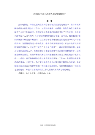 企业会计电算化的现状及发展问题探讨