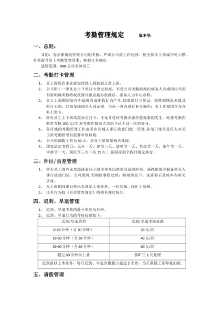 考勤管理规定(参考)