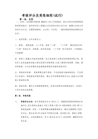 考核评分及奖惩细则