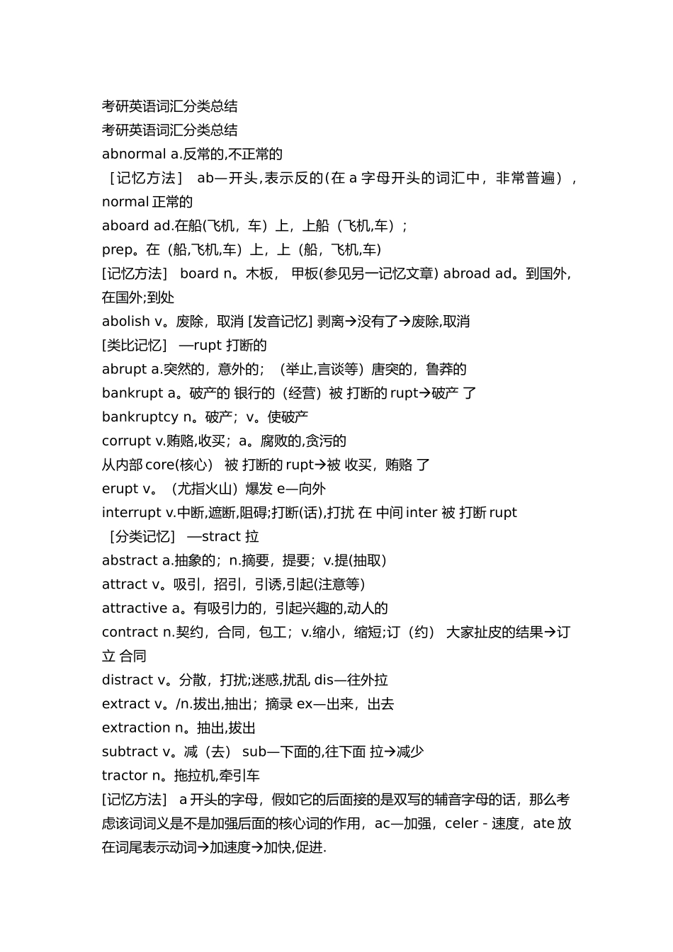 考研英语词汇分类总结_第1页