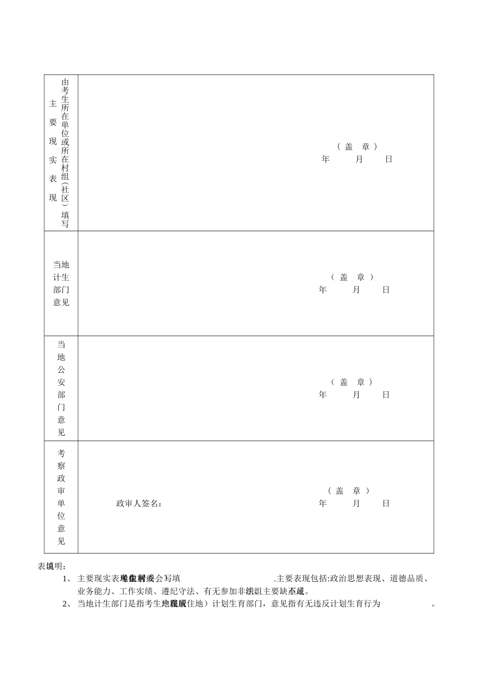 考试录用公务员政审表_第2页