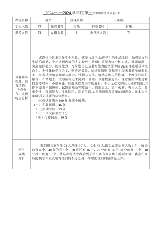考试质量分析报告