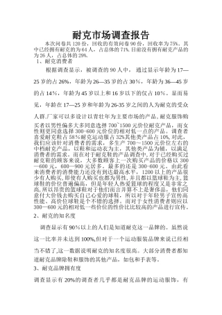 耐克市场调查报告