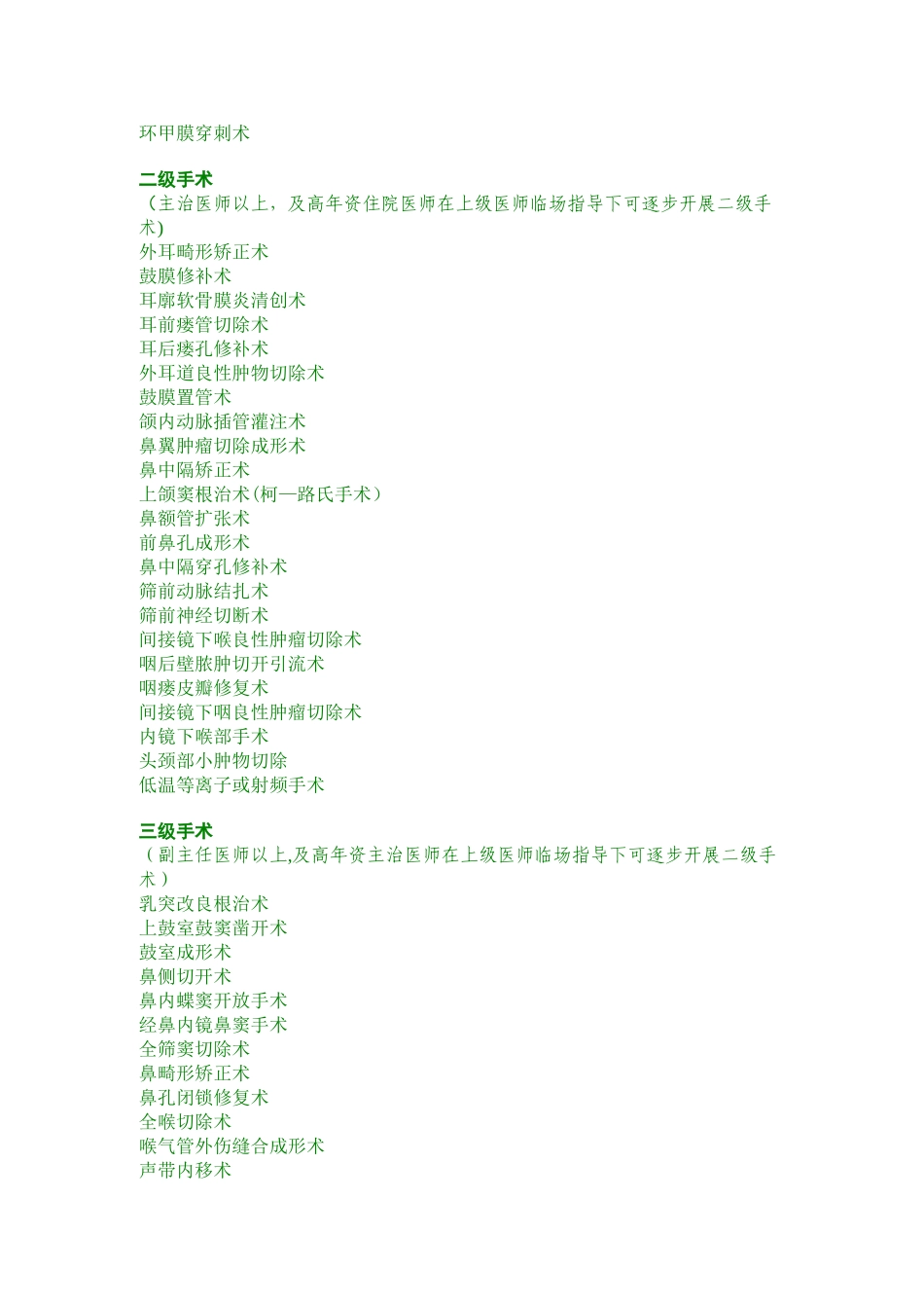 耳鼻咽喉-头颈外科手术分级管理制度_第3页