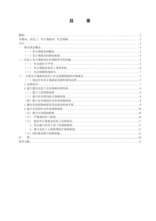 帕拉丁农民工非正规就业的社会保障问题探析  公共管理专业