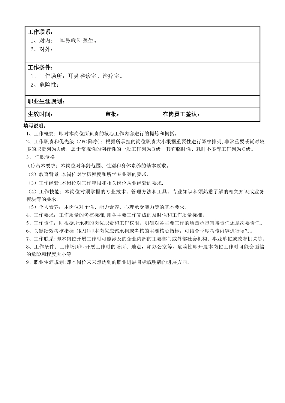 耳鼻喉科护士职位说明书_第2页