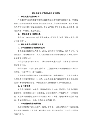 职业健康安全管理体系及保证措施