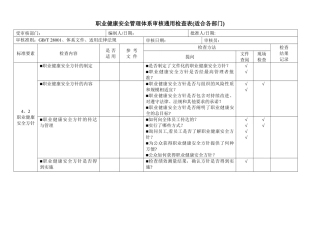 职业健康安全管理体系审核通用检查表
