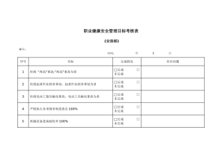 职业健康安全管理目标考核表
