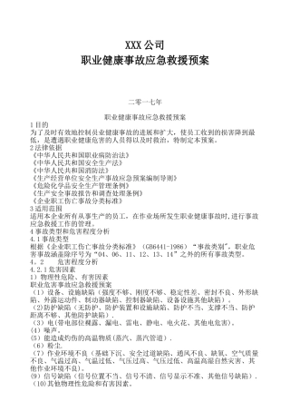职业健康应急救援预案