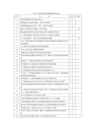 职业健康风险评估表