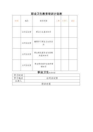 职业卫生教育培训计划表内容试卷