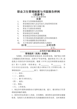 职业卫生管理制度与书面报告样例